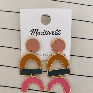 Madewell Pink, Mustard & Teal Colorblock Dangle Earrings
